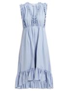Matchesfashion.com Masscob - Sabinal Ruffled Cotton Midi Dress - Womens - Light Blue