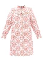 Horror Vacui - Natalie Versailles Scalloped Collar Cotton Coat - Womens - Red White