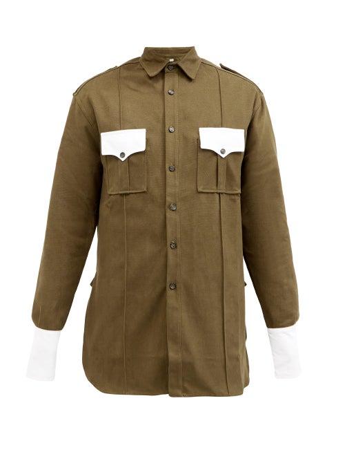 Matchesfashion.com Boramy Viguier - Patch-pocket Cotton-canvas Shirt - Mens - Khaki
