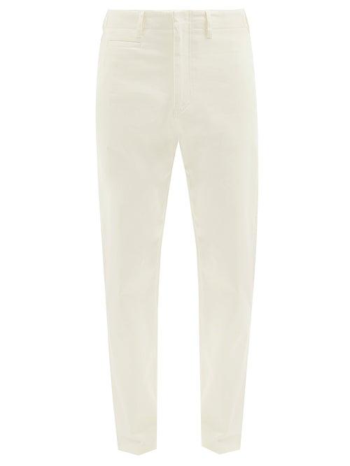 Mens Rtw Paul Smith - Organic-cotton Blend Twill Straight-leg Trousers - Mens - Cream