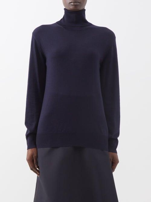Jil Sander - Superfine Roll-neck Merino Sweater - Womens - Dark Navy