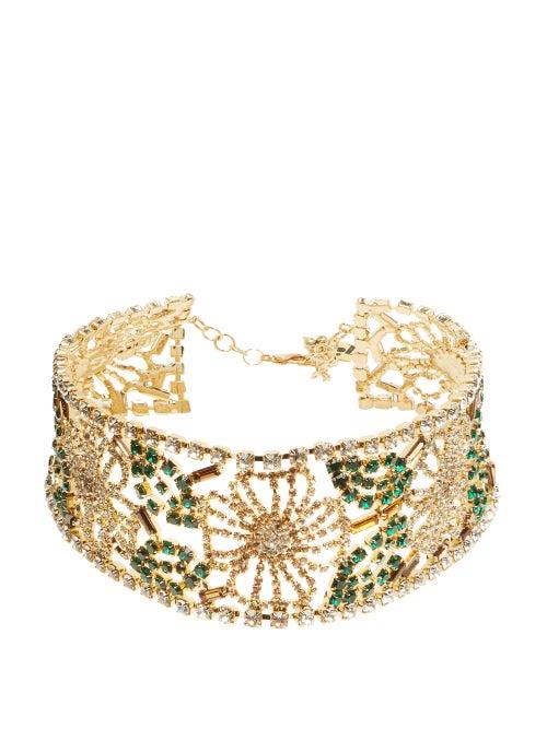 Matchesfashion.com Rosantica - Briscola Floral-beaded Choker - Womens - Gold Multi