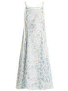 Osman Fabiola Floral-embroidered Linen Dress