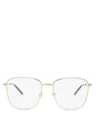 Matchesfashion.com Gucci - Logo-engraved Square Metal Glasses - Womens - Gold