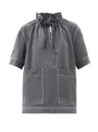 Matchesfashion.com Ssone - Sack Striped Organic-cotton Top - Womens - Denim