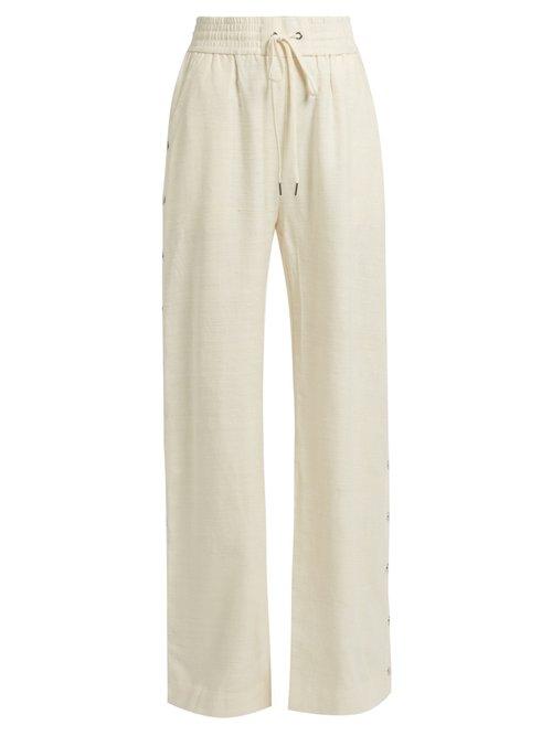 Matchesfashion.com Zimmermann - Cavalier Buttoned Side Wide Leg Silk Trousers - Womens - Ivory