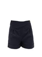 Matchesfashion.com Blaz Milano - Merit Wool-blend High-rise Shorts - Womens - Navy