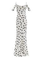 Matchesfashion.com Rat & Boa - Antonia Polka-dot Off-the-shoulder Dress - Womens - White Black