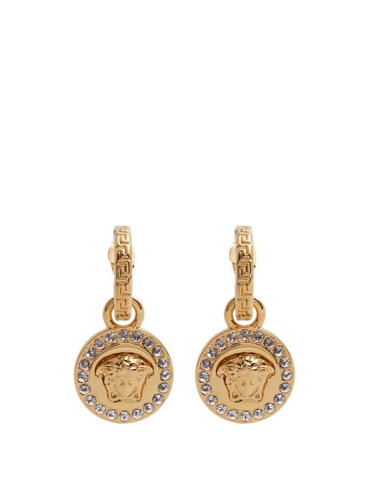 Versace Crystal-embellished Medusa Drop Earrings