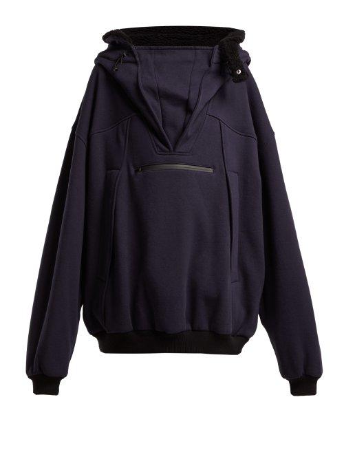 Matchesfashion.com Maison Margiela - Oversized Cotton Hooded Sweatshirt - Womens - Dark Blue