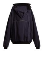 Matchesfashion.com Maison Margiela - Oversized Cotton Hooded Sweatshirt - Womens - Dark Blue