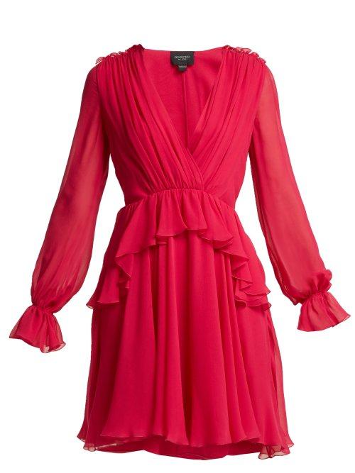 Matchesfashion.com Giambattista Valli - Ruffled Silk Chiffon Mini Dress - Womens - Fuchsia