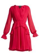 Matchesfashion.com Giambattista Valli - Ruffled Silk Chiffon Mini Dress - Womens - Fuchsia