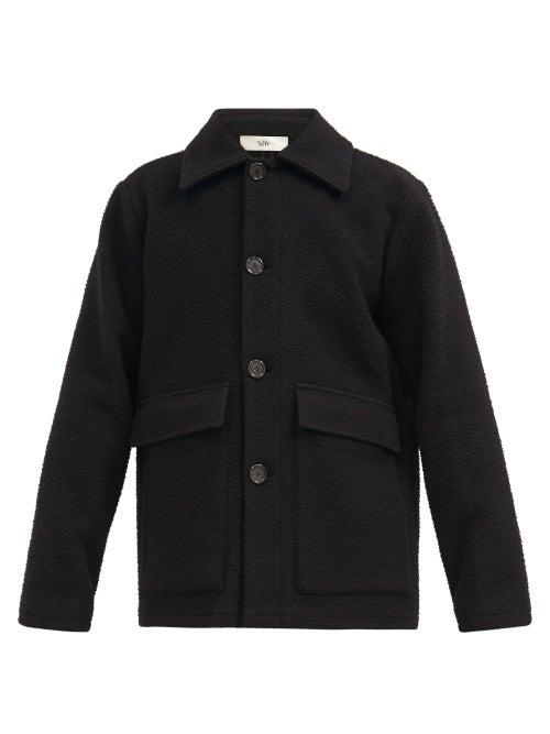 Matchesfashion.com Sfr - Keith Oversized-collar Virgin Wool-blend Jacket - Mens - Black