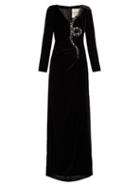 Matchesfashion.com Valentino - Crystal And Bead Embroidered Snake Velvet Gown - Womens - Black