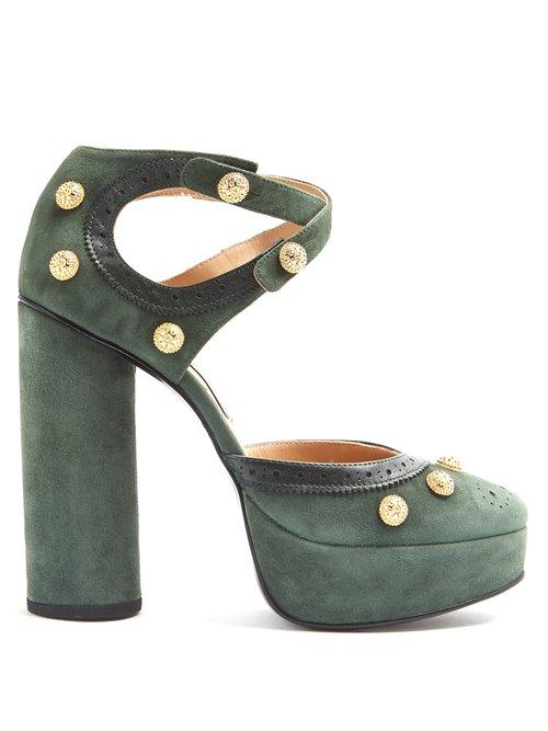 Matchesfashion.com Rue St. - Wardour Street Suede Pumps - Womens - Green