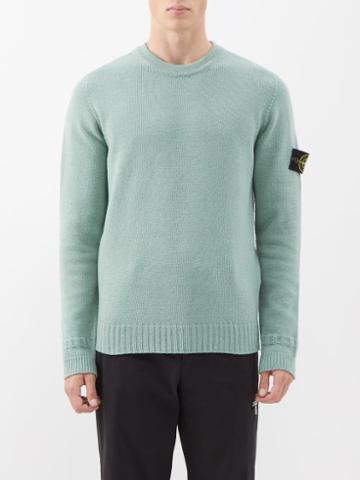 Stone Island - Logo-patch Wool-blend Sweater - Mens - Sage