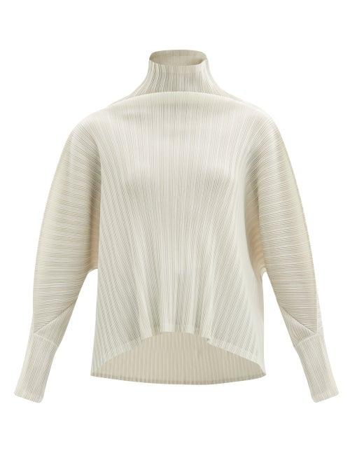 Matchesfashion.com Pleats Please Issey Miyake - High-neck Technical-pleated Top - Womens - Ivory