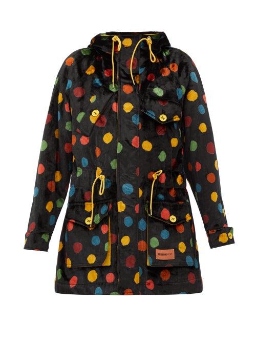 Matchesfashion.com M Missoni - Polka-dot Upcycled Cotton-velvet Hooded Parka - Womens - Black Multi