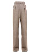 Matchesfashion.com Alexandre Vauthier - Gun Club Houndstooth High Rise Wool Trousers - Womens - Burgundy Multi