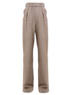 Matchesfashion.com Alexandre Vauthier - Gun Club Houndstooth High Rise Wool Trousers - Womens - Burgundy Multi