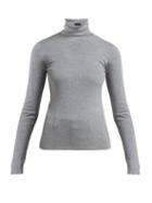 Matchesfashion.com Joseph - Roll Neck Fine Knit Sweater - Womens - Grey