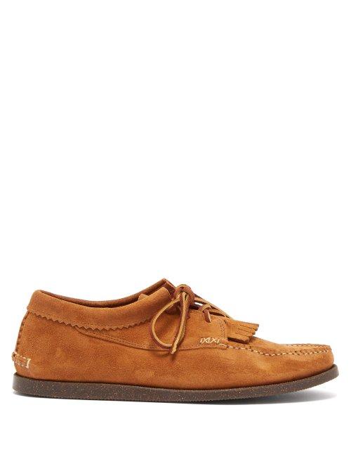 Matchesfashion.com Yuketen - Blucher Fringed Suede Moccasins - Mens - Brown