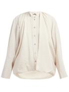 Matchesfashion.com Lemaire - Double Layer Draped Front Silk Blend Blouse - Womens - Beige