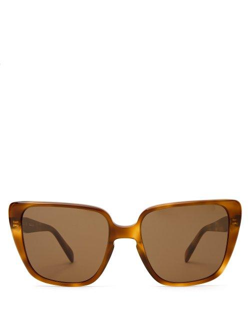 Matchesfashion.com Celine Eyewear - Oversized Square Frame Acetate Sunglasses - Womens - Brown Multi