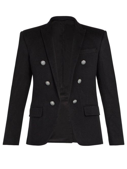 Matchesfashion.com Balmain - Double Breasted Cashmere Blazer - Mens - Black