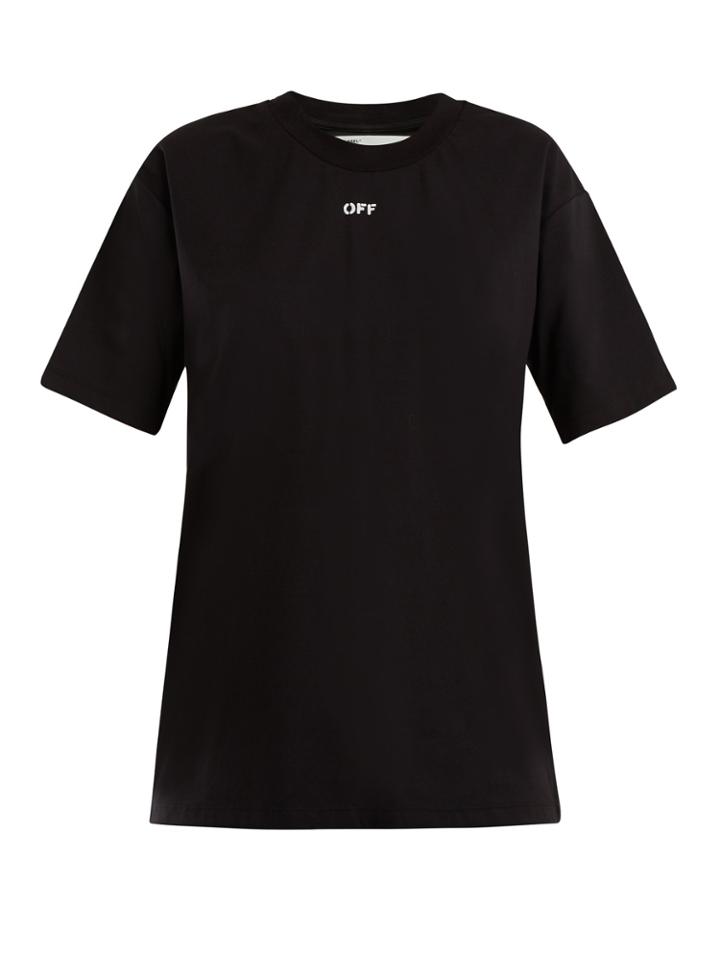 Off-white Logo And Floral-print Cotton T-shirt