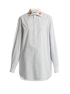 Matchesfashion.com Gucci - Double Collar Striped Cotton Shirt - Womens - Blue Stripe