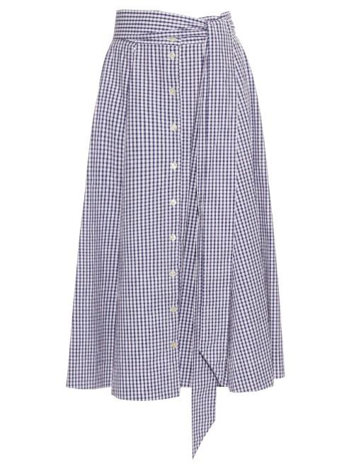 Lisa Marie Fernandez Checked Button-up A-line Cotton Skirt