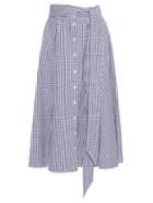 Lisa Marie Fernandez Checked Button-up A-line Cotton Skirt