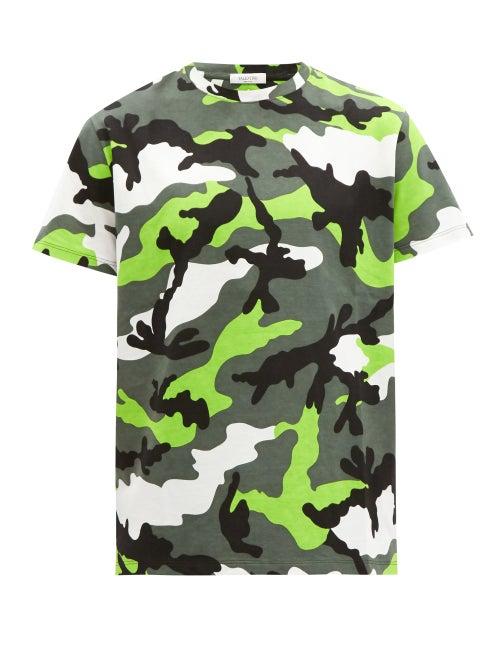 Matchesfashion.com Valentino - Camouflage-print Cotton T-shirt - Mens - Green