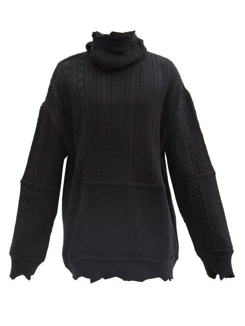 Matchesfashion.com Takahiromiyashita Thesoloist. - Patchwork Distressed Cotton Rollneck Sweater - Mens - Black