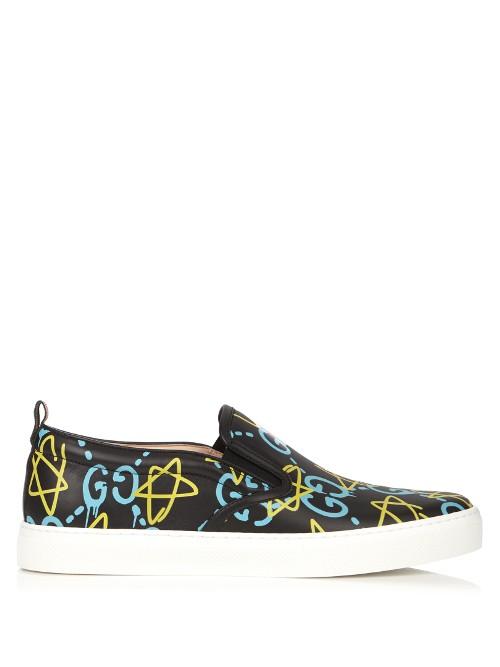Guccighost-print Slip-on Leather Trainers