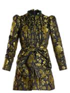 Matchesfashion.com Gucci - Romantic Flower Jacquard High Neck Dress - Womens - Gold Multi