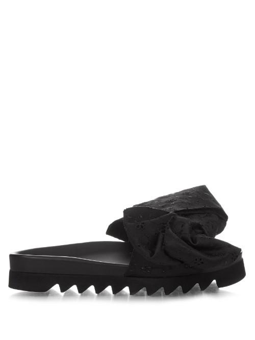 Joshua Sanders Broderie-anglaise Bow Platform Slides
