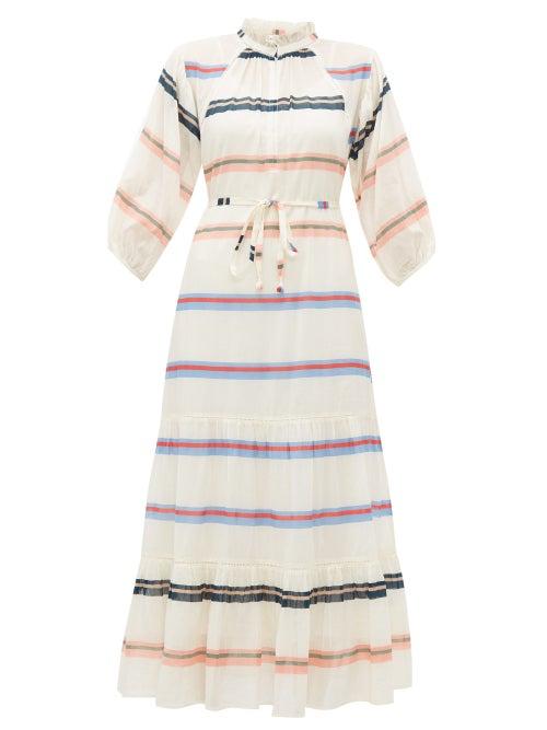 Matchesfashion.com Apiece Apart - Granada Tiered Striped Cotton Dress - Womens - Cream Multi