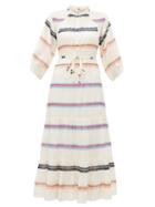 Matchesfashion.com Apiece Apart - Granada Tiered Striped Cotton Dress - Womens - Cream Multi