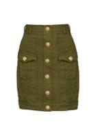 Balmain Button-detail Stretch-denim Mini Skirt