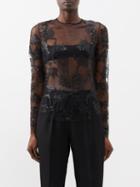 Isabel Marant - Kimmy Embroidered Mesh Top - Womens - Black
