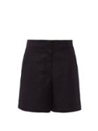 Matchesfashion.com Raey - Elasticated Back Cotton Blend Shorts - Womens - Navy