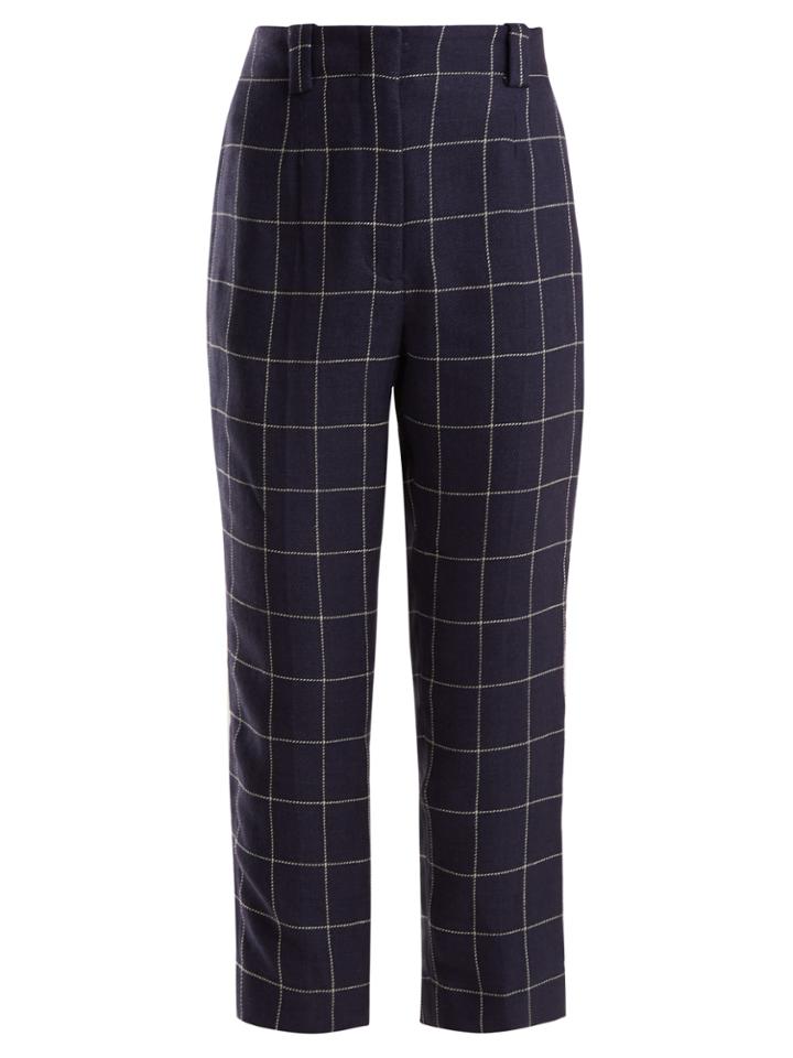 Acne Studios High-rise Checked-linen Cropped Trousers