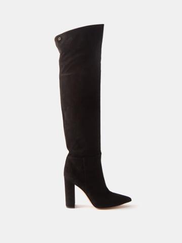 Gianvito Rossi - Piper 100 Suede Over-the-knee Boots - Womens - Black
