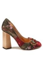 Dolce & Gabbana Block-heel Floral-jacquard Pumps