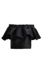 Maison Rabih Kayrouz Off-the-shoulder Ruffled Satin Cropped Top
