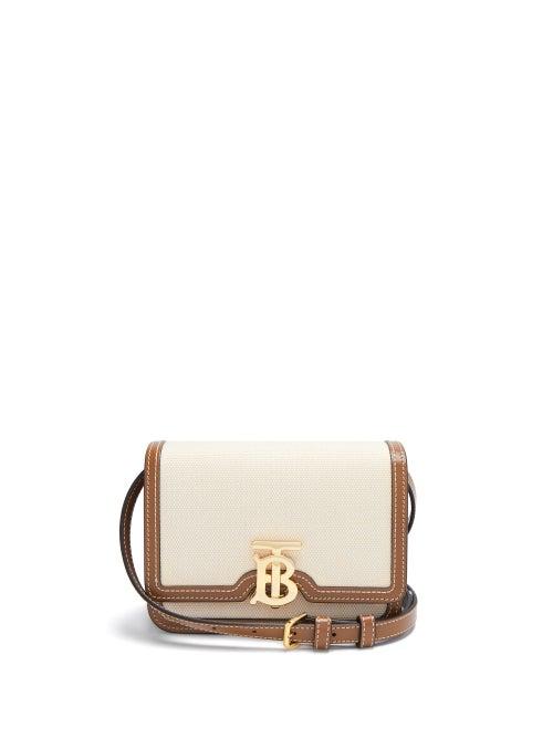 Matchesfashion.com Burberry - Tb Mini Canvas And Leather Cross-body Bag - Womens - Tan