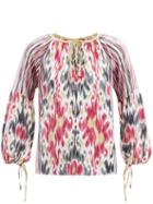 Matchesfashion.com D'ascoli - Amina Ikat-print Silk-crepe Blouse - Womens - Pink Multi